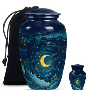 Majestic Moon Theme Large Urn With 1 Keepsake Urn
