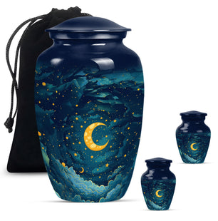 Majestic Moon Theme Large Urn With 2 Keepsake Urn
