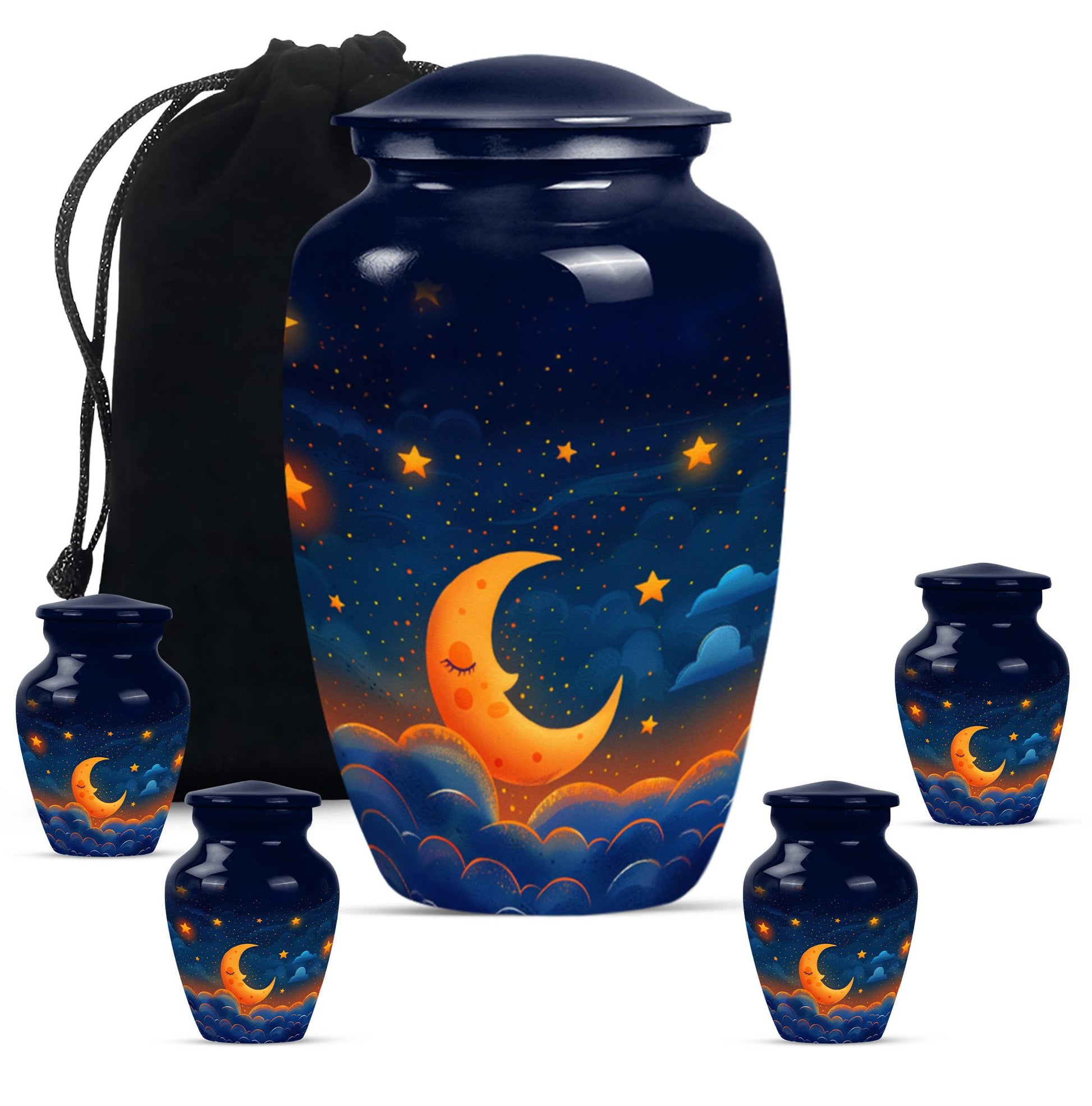 Night Sky Theme Large Urn With 4 Keepsake Urn