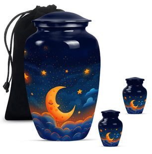 Night Sky Theme Large Urn With 2 Keepsake Urn