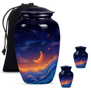 Night Sky Theme Large Urn With 2 Keepsake Urn