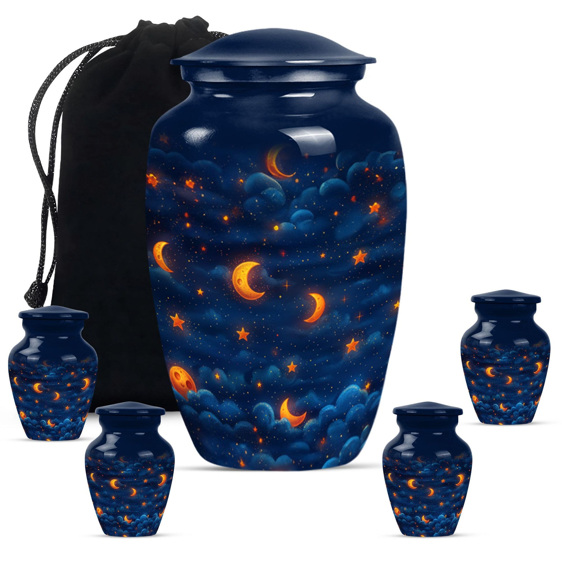 Night Sky Theme Large Urn With 4 Keepsake Urn
