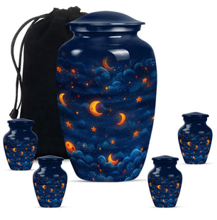 Night Sky Theme Large Urn With 4 Keepsake Urn