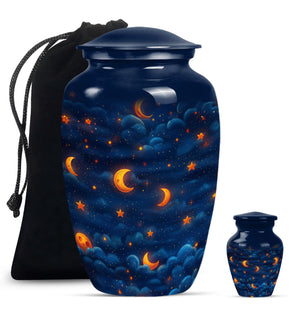 Night Sky Theme Large Urn With 1 Keepsake Urn