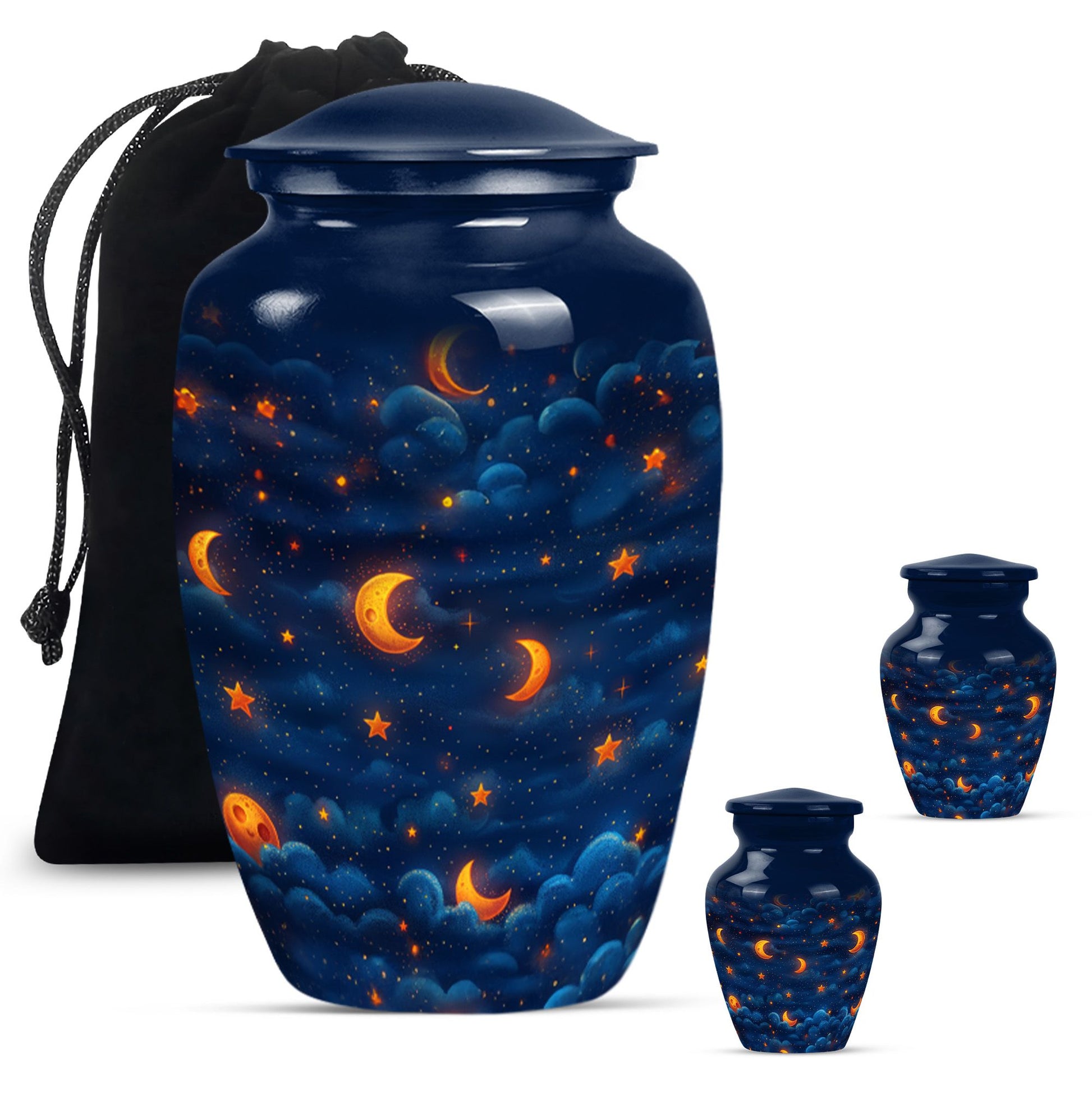 Night Sky Theme Large Urn With 2 Keepsake Urn