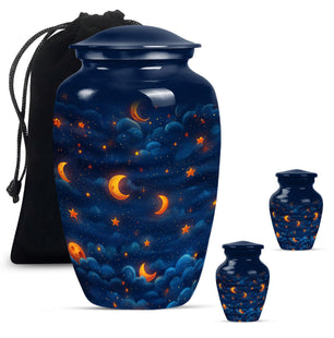 Night Sky Theme Large Urn With 2 Keepsake Urn