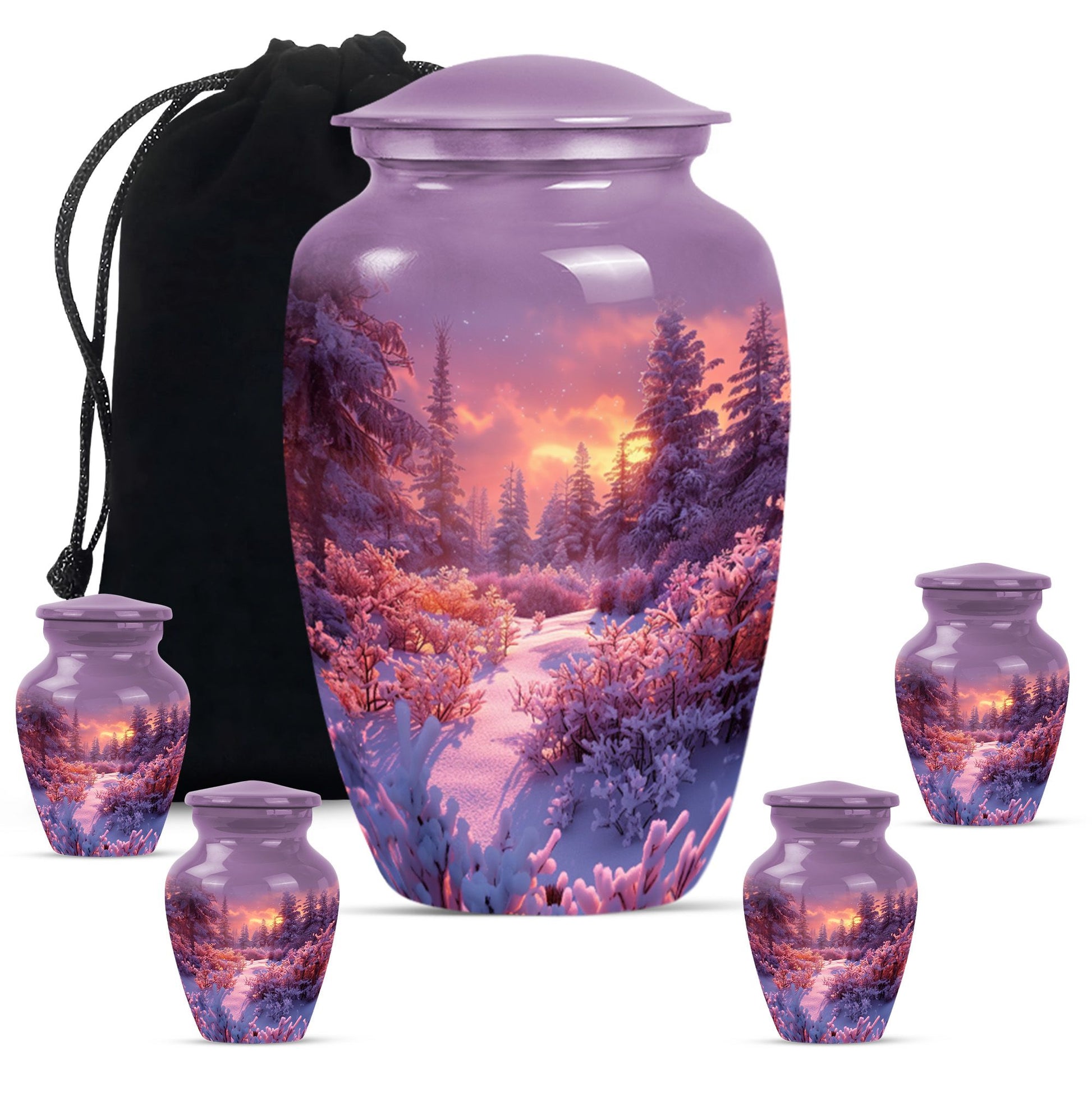 Majestic Sky Theme Large Urn With 4 Keepsake Urn