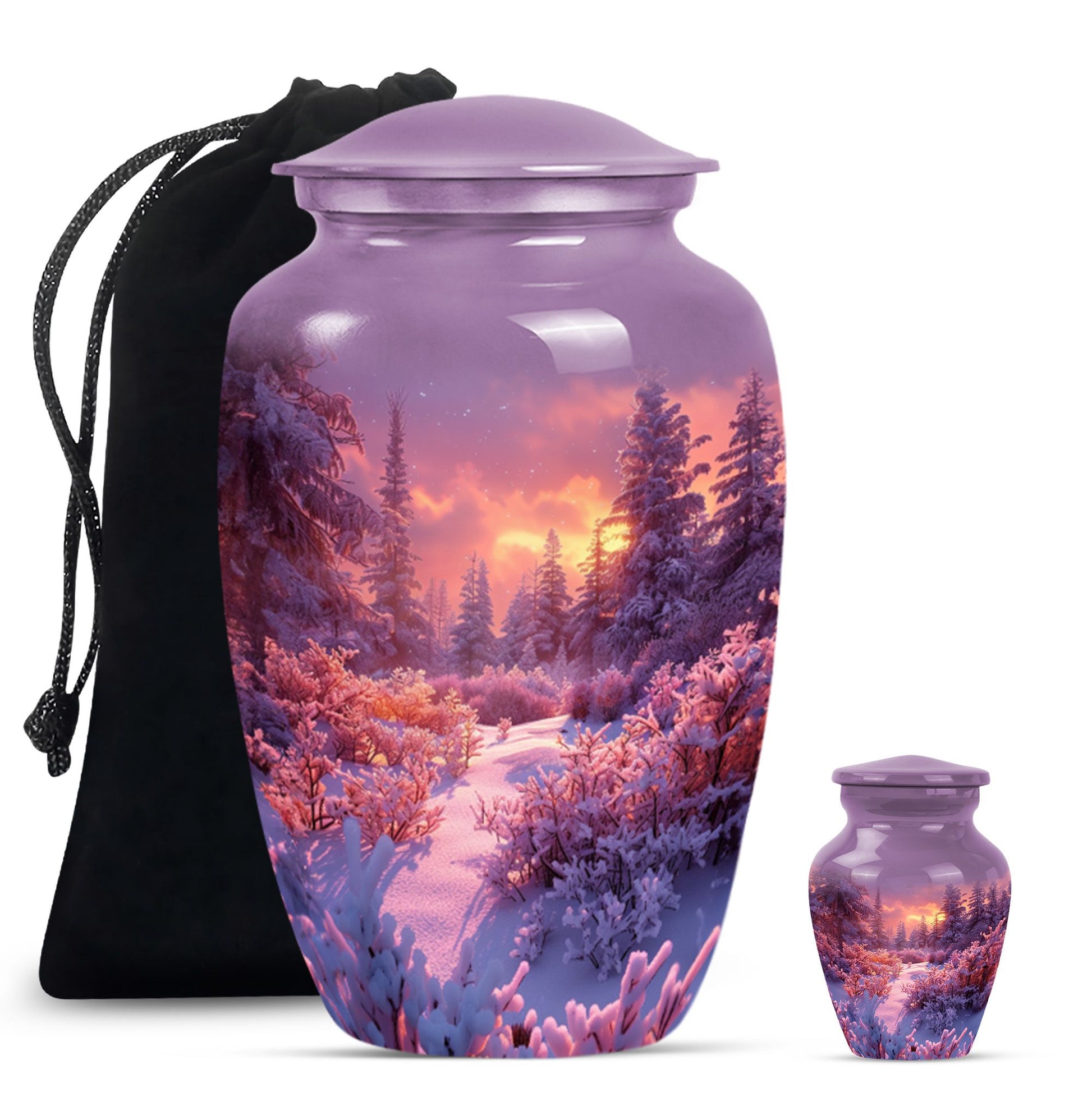 Majestic Sky Theme Large Urn With 1 Keepsake Urn