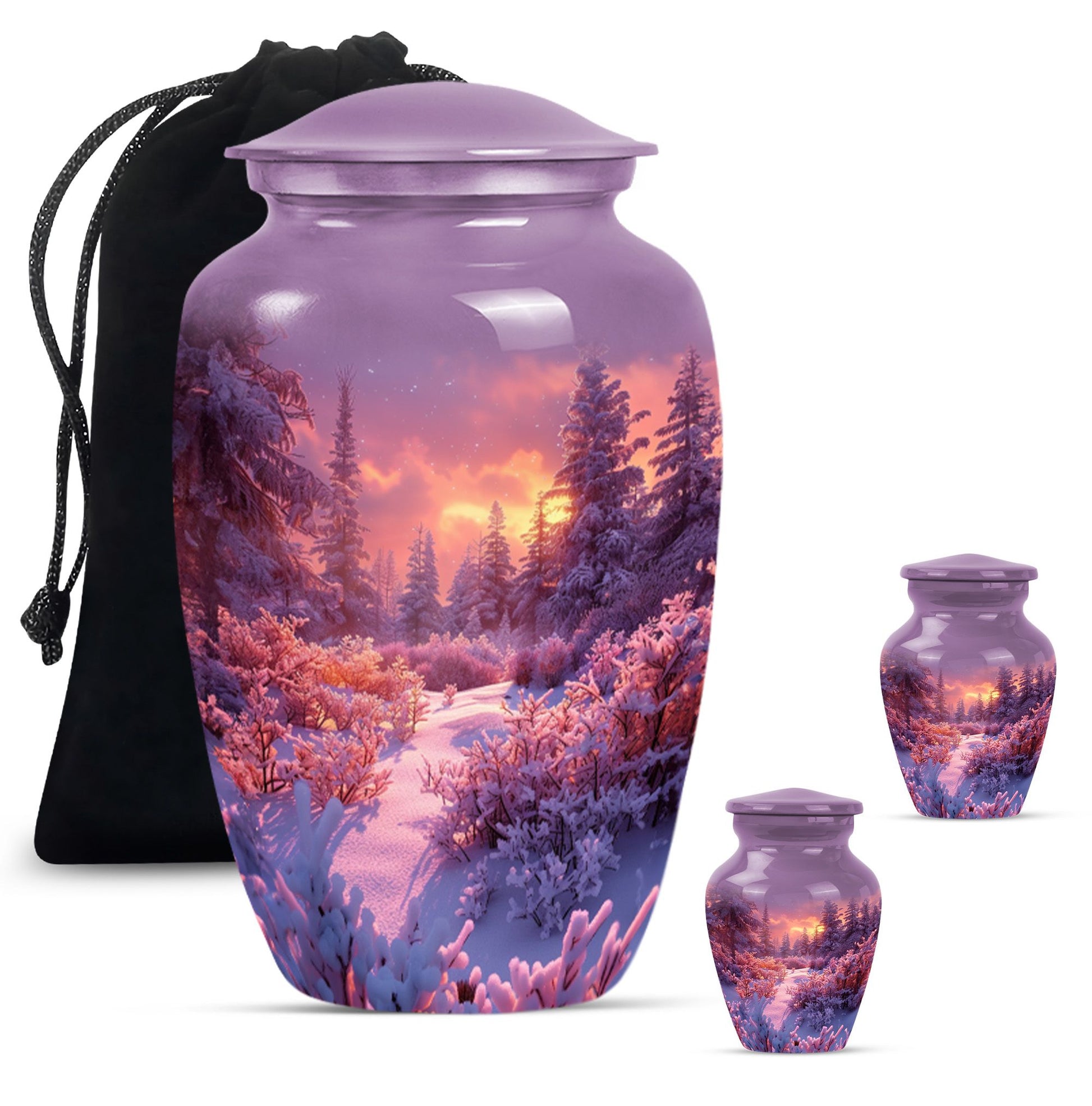 Majestic Sky Theme Large Urn With 2 Keepsake Urn