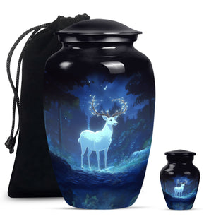 Deer Theme Large Urn With 1 Keepsake Urn