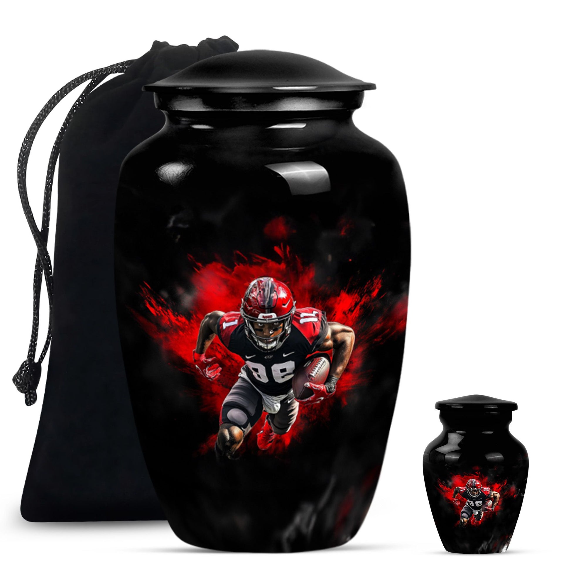 Football Theme Large Urn With 1 Keepsake Urn