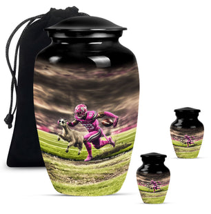 Football Theme Large Urn With 2 Keepsake Urn