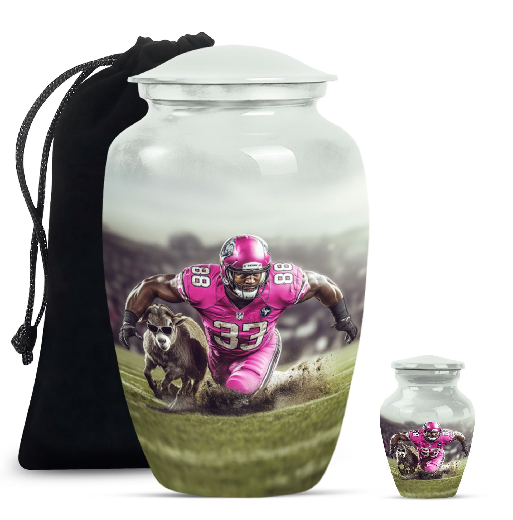 Football Theme Large Urn With 1 Keepsake Urn
