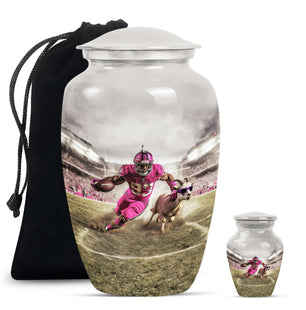 Football Theme Large Urn With 1 Keepsake Urn