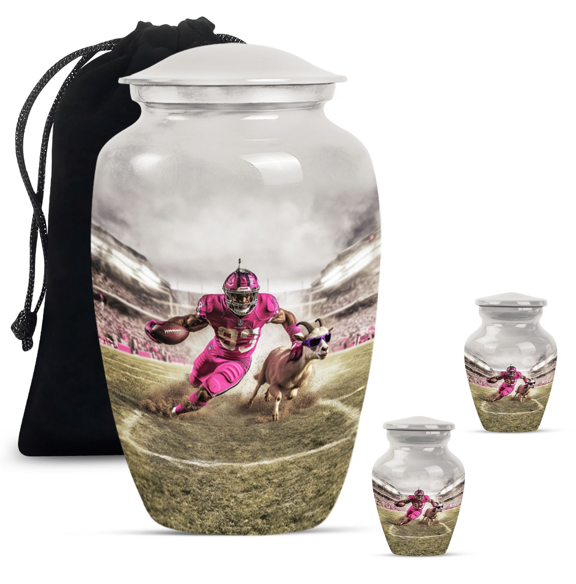 Football Theme Large Urn With 2 Keepsake Urn