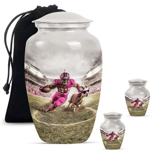 Football Theme Large Urn With 2 Keepsake Urn