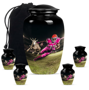 Football Theme Large Urn With 4 Keepsake Urn