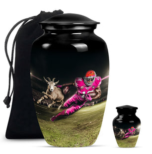 Football Theme Large Urn With 1 Keepsake Urn