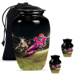 Football Theme Large Urn With 2 Keepsake Urn