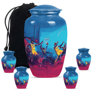Football Theme Large Urn With 4 Keepsake Urn