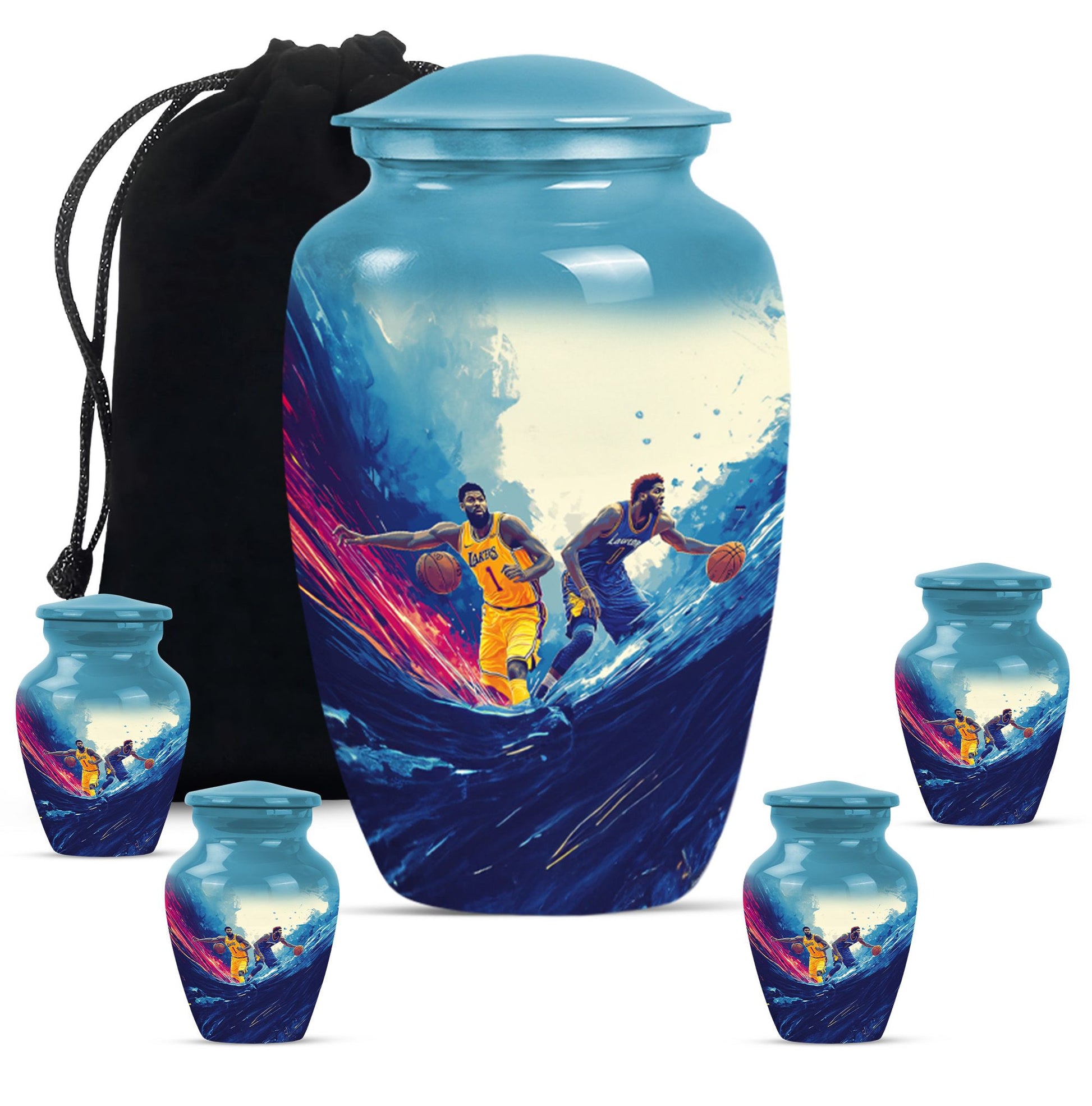 Football Theme Large Urn With 4 Keepsake Urn