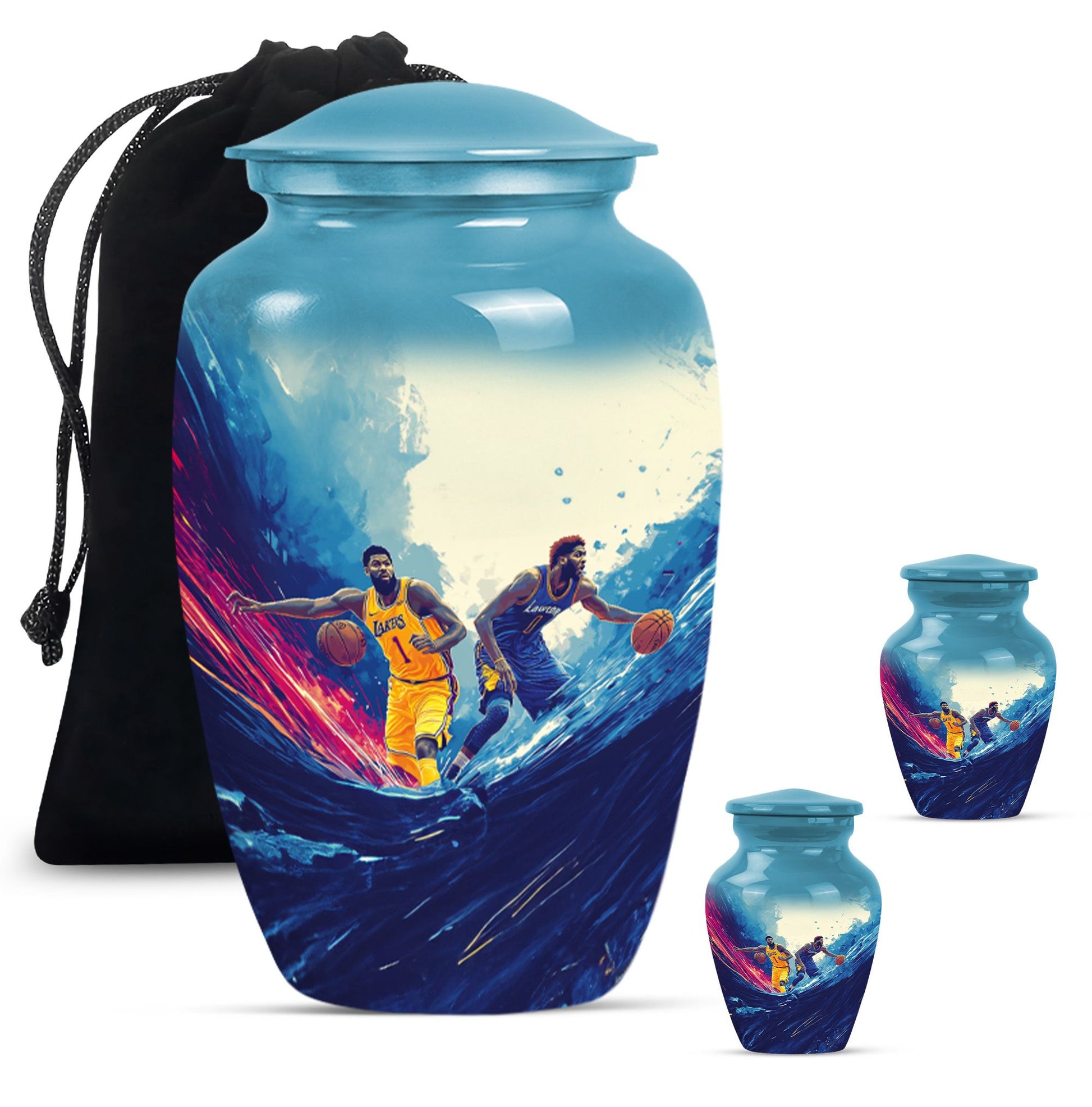 Football Theme Large Urn With 2 Keepsake Urn