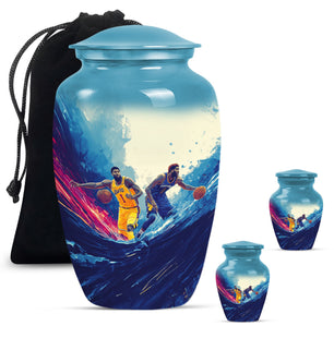 Football Theme Large Urn With 2 Keepsake Urn