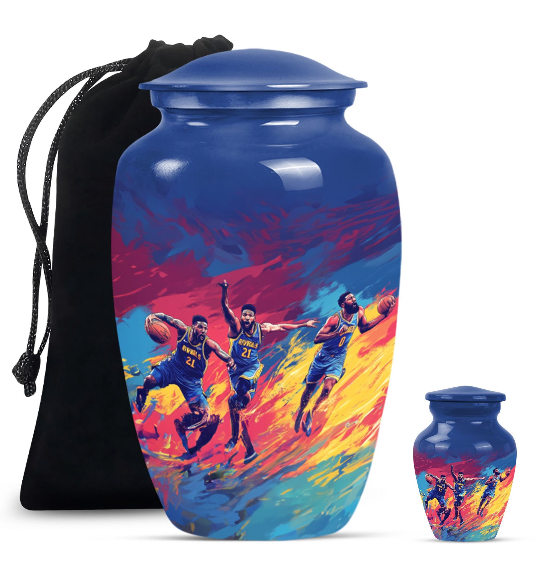 Football Theme Large Urn With 1 Keepsake Urn