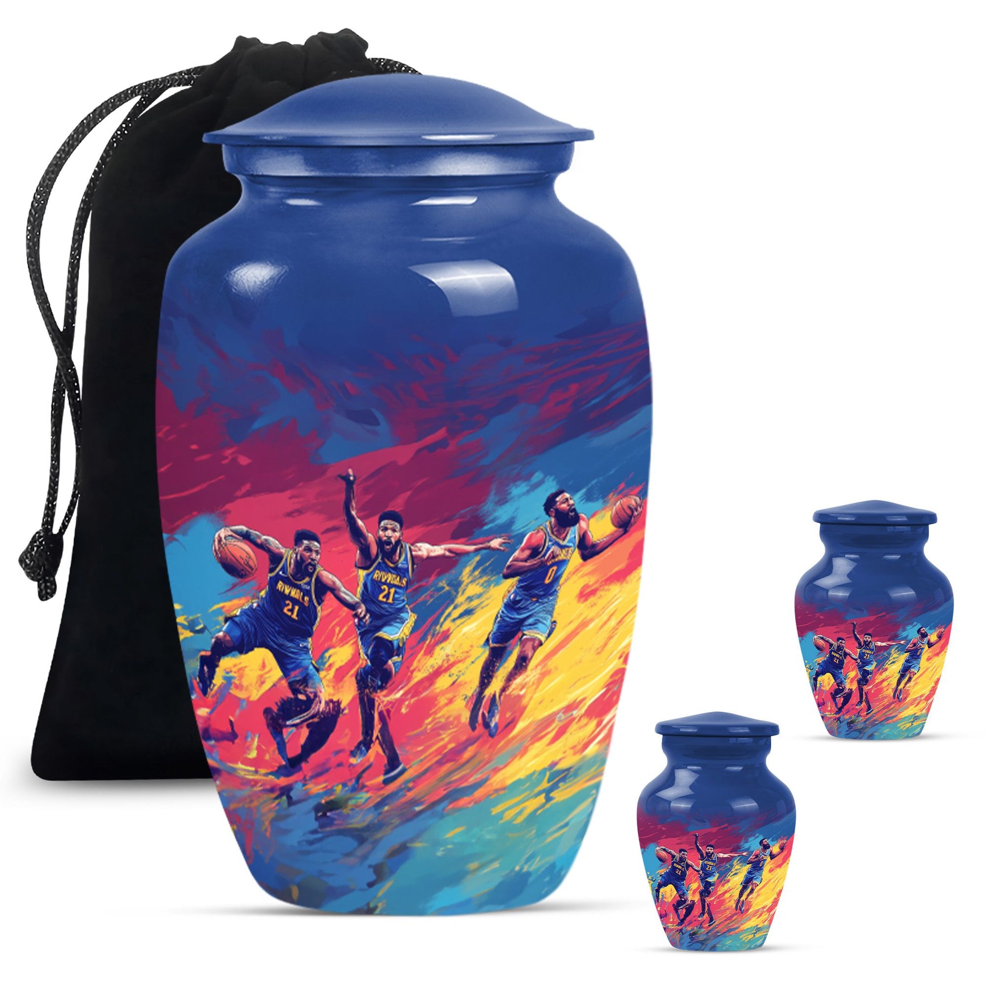 Football Theme Large Urn With 2 Keepsake Urn