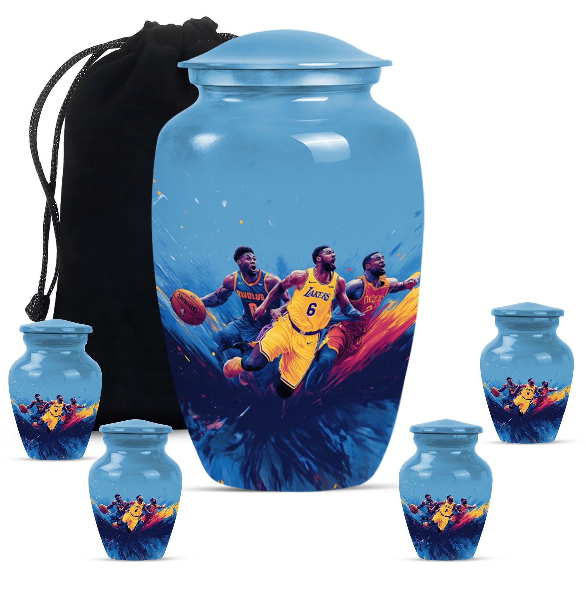 Football Theme Large Urn With 4 Keepsake Urn