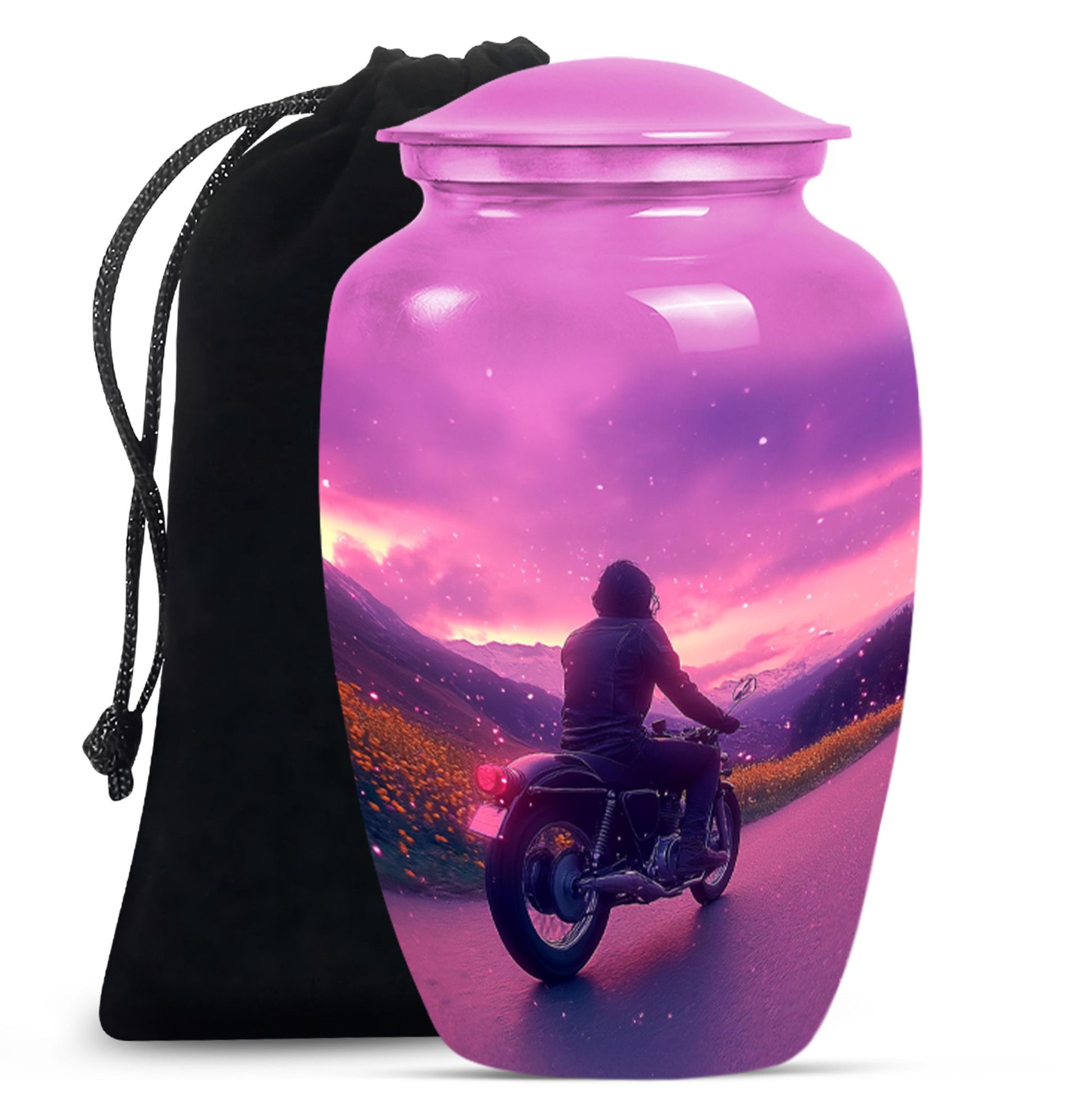 Motorbike Riders Theme Large Urn 10 Inch