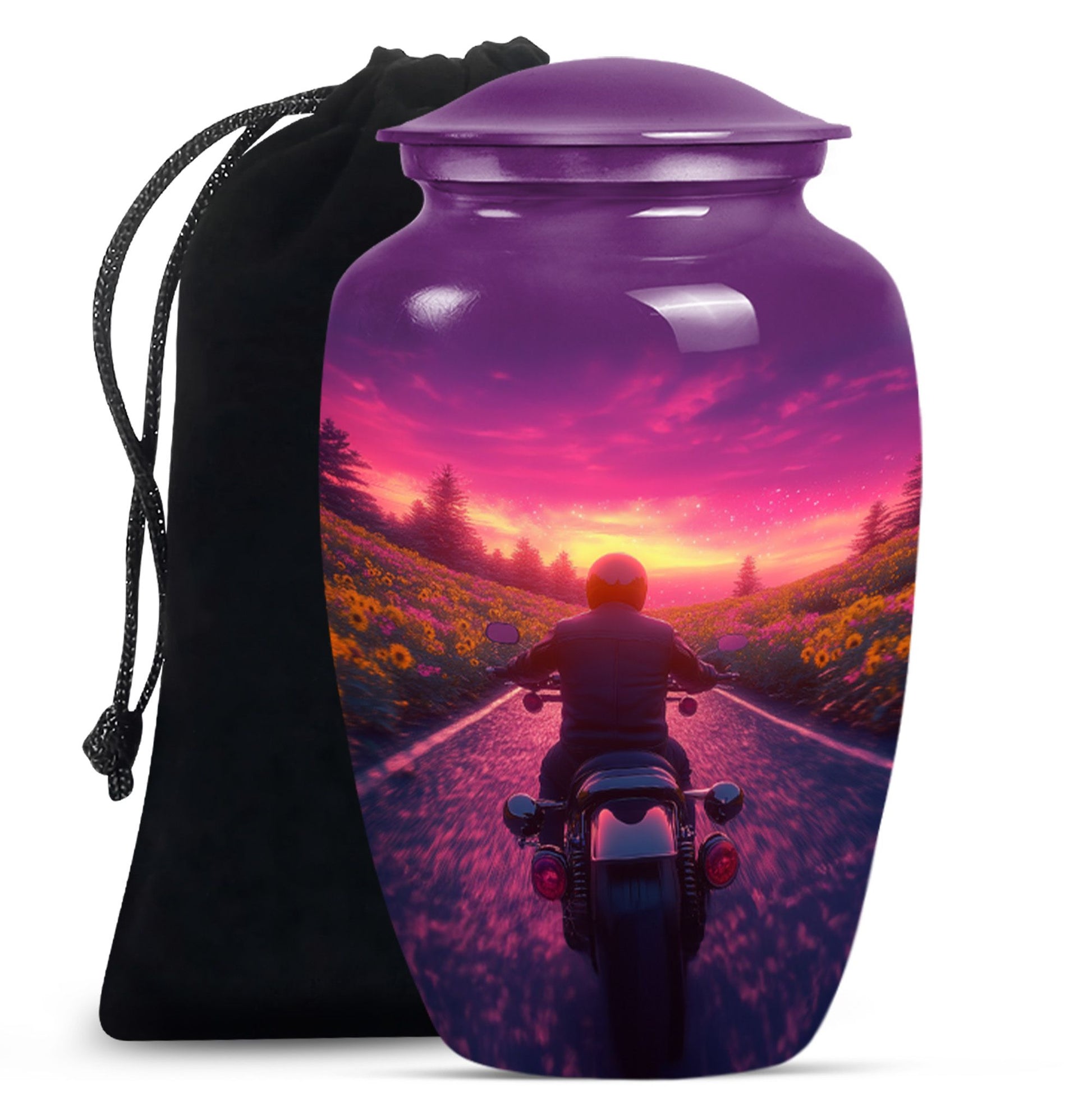 Motorbike Riders Theme Large Urn 10 Inch