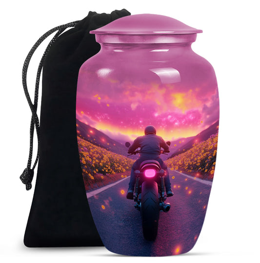 Motorbike Riders Theme Large Urn 10 Inch