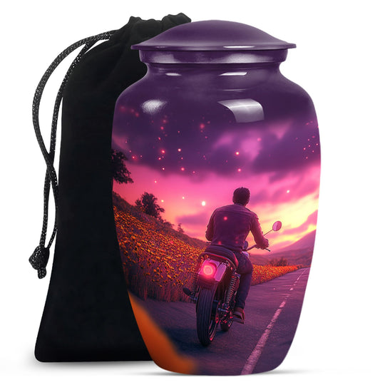 Motorbike Riders Theme Large Urn 10 Inch