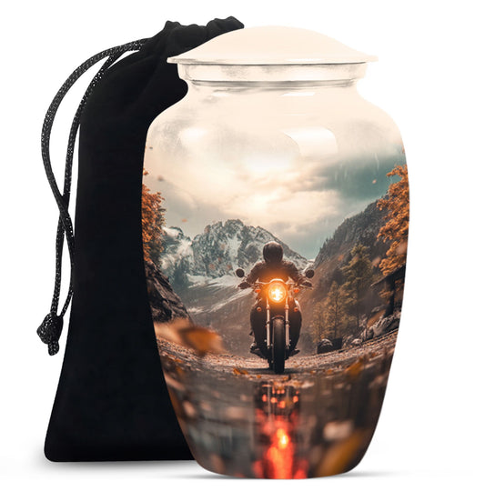 Motorbike Riders Theme Large Urn 10 Inch