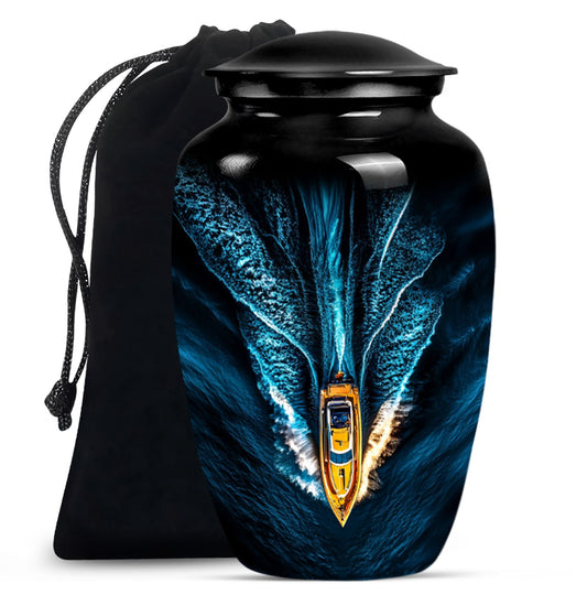 Speed Boat Theme Large Urn 10 Inch