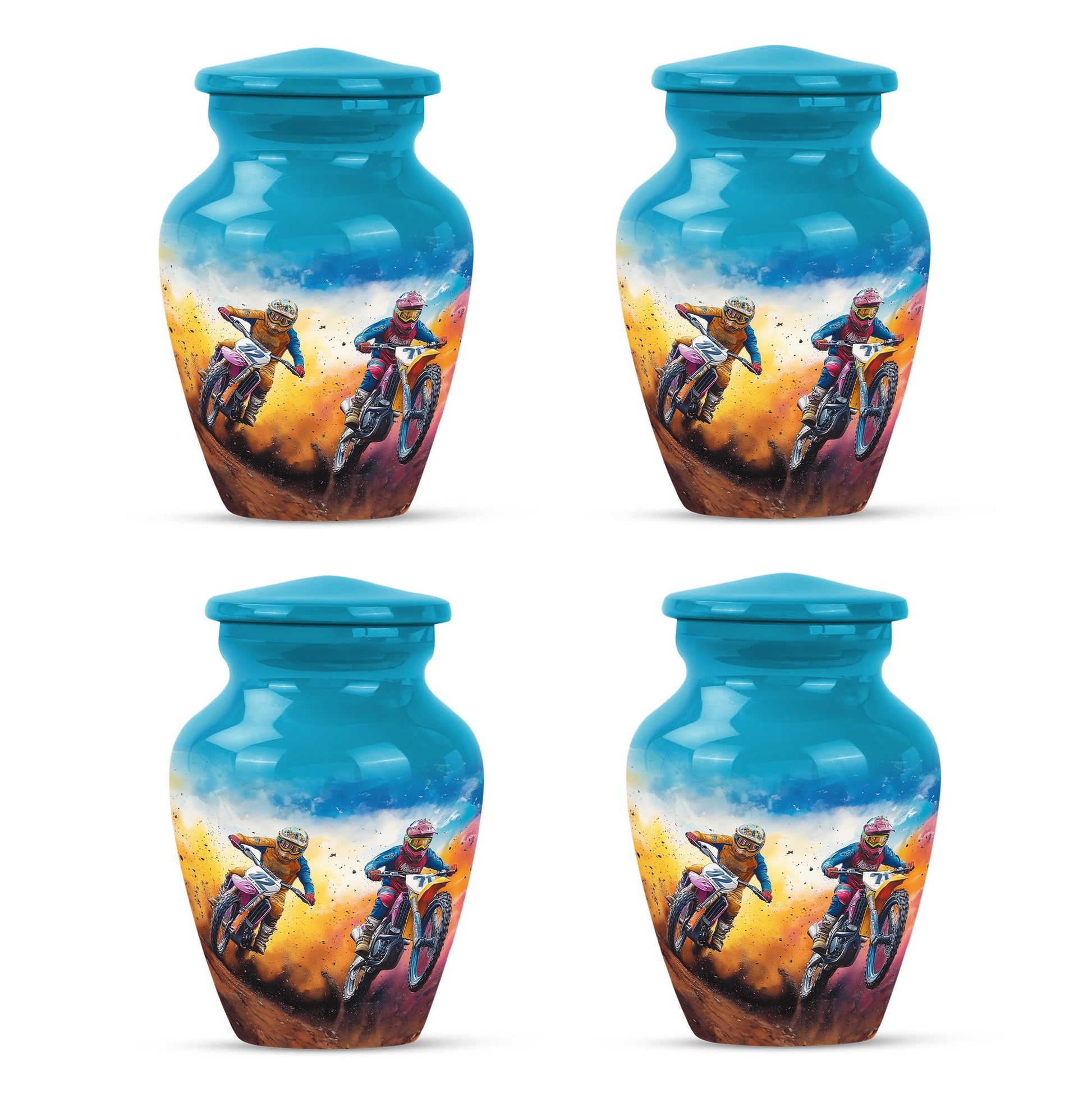Motorbike Race Theme 3 Inch Keepsake Pack of 4