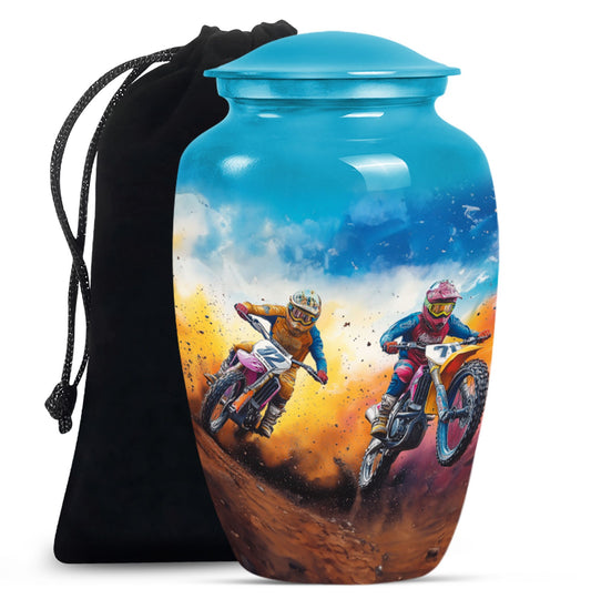 Motorbike Race Theme Large Urn 10 Inch