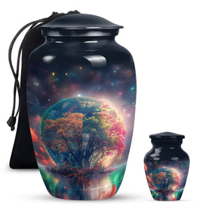 Tree Theme Large Urn With 1 Keepsake Urn