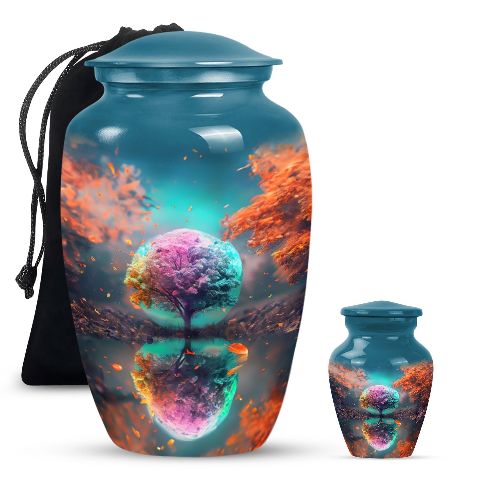 Tree Theme Large Urn With 1 Keepsake Urn