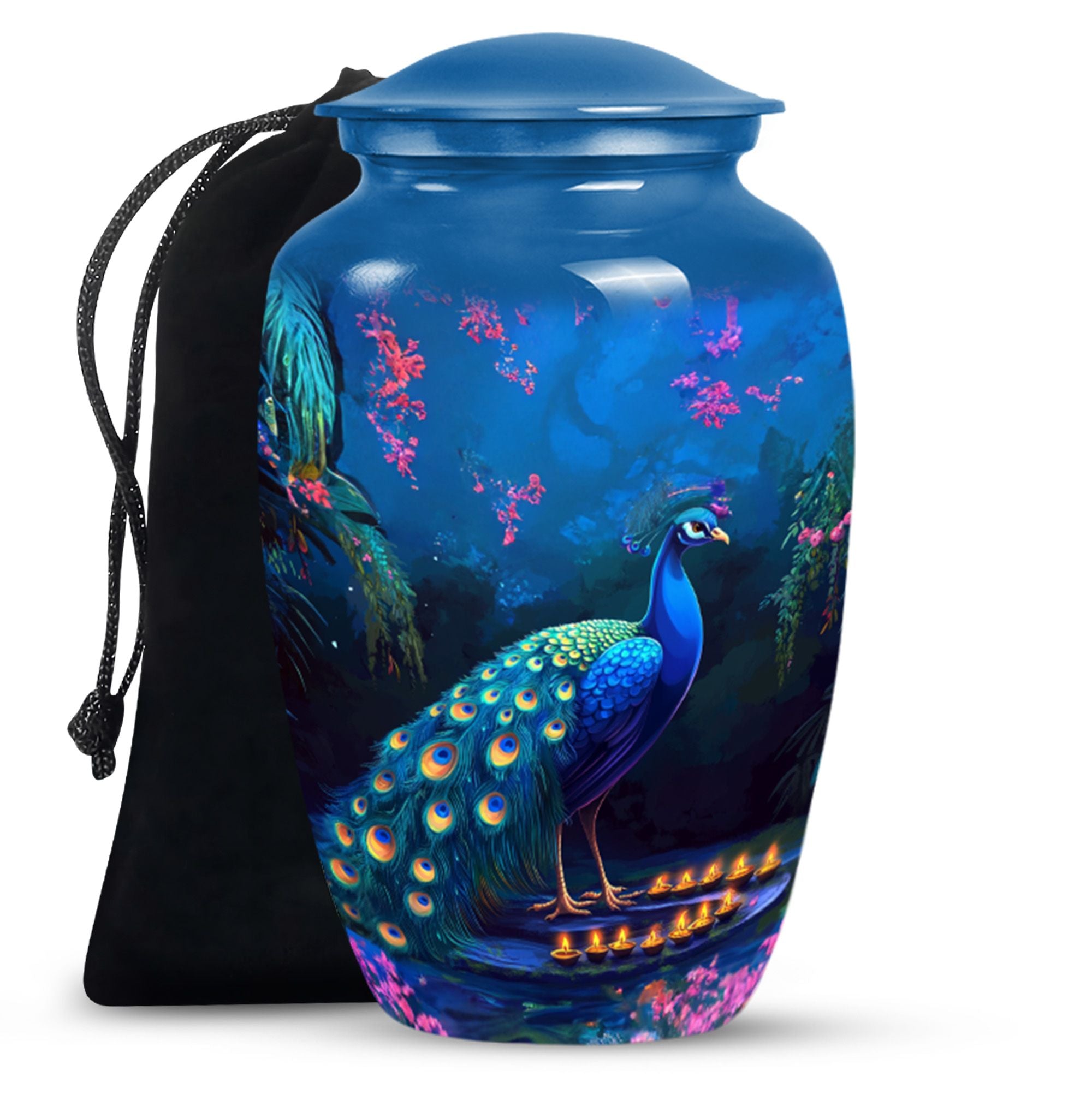 Peacock Theme Large Urn 10 Inch