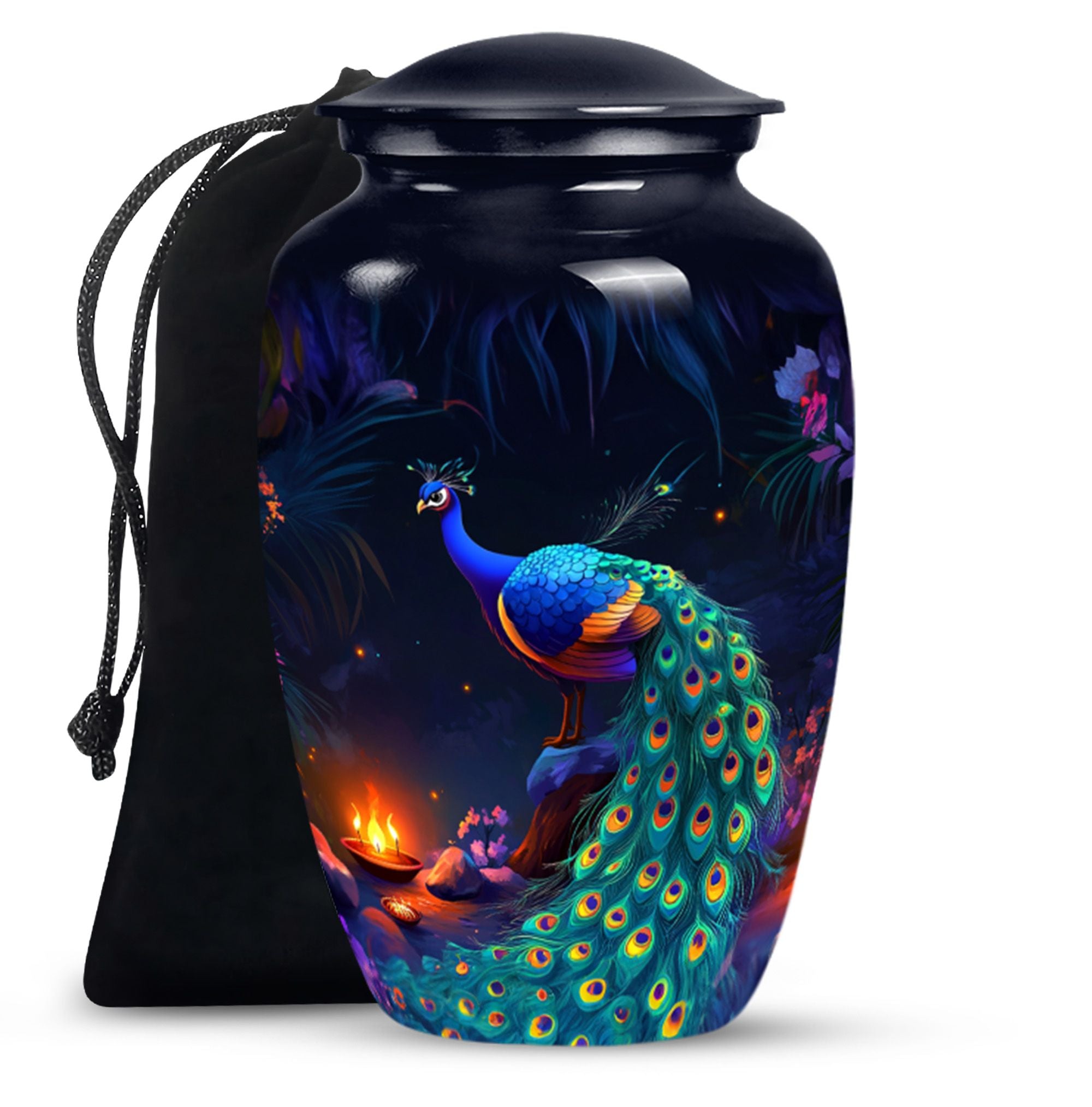 Peacock Theme Large Urn 10 Inch