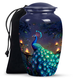Peacock Theme Large Urn 10 Inch