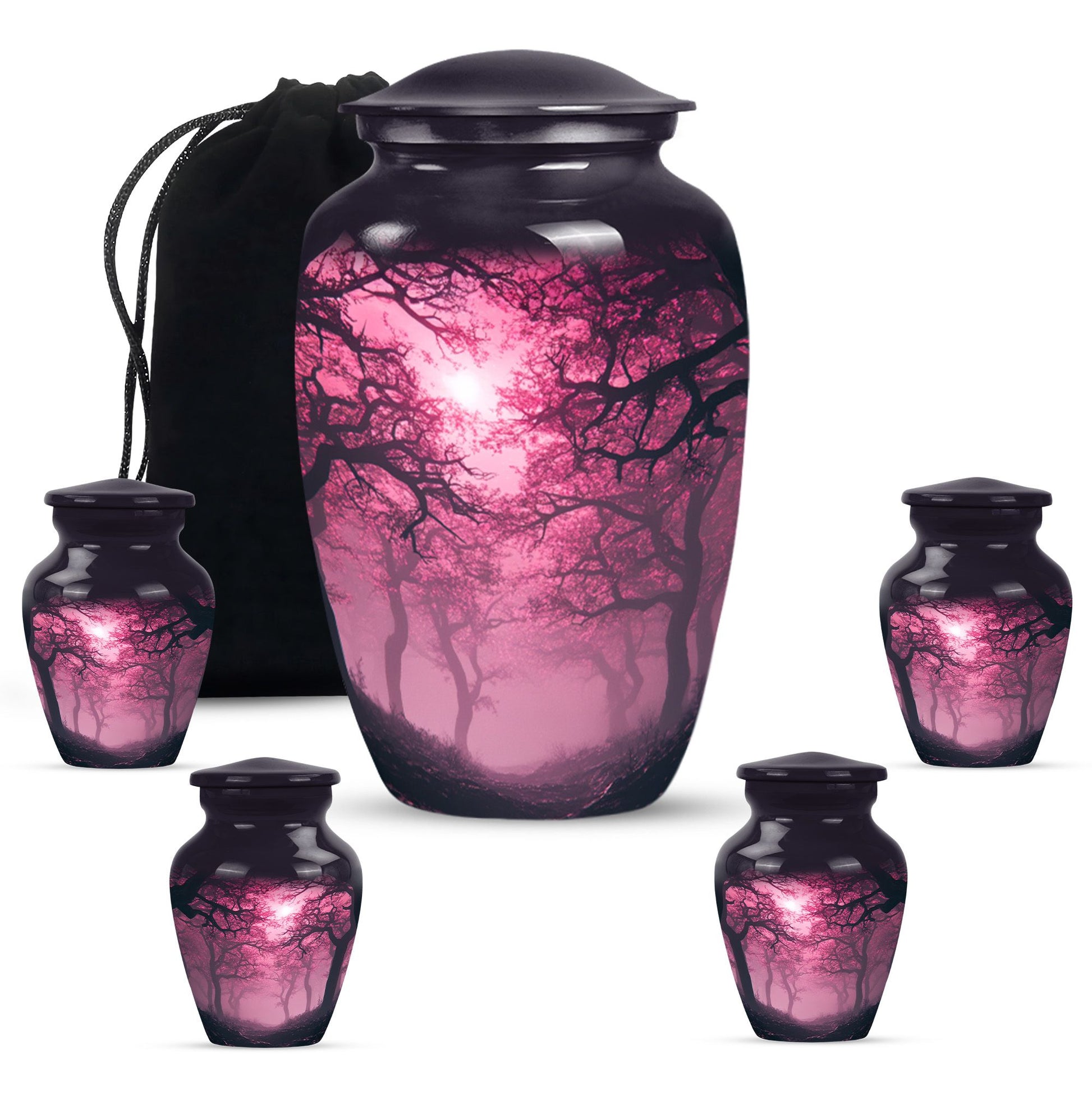 Tree Theme Large Urn With 4 Keepsake Urn