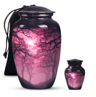 Tree Theme Large Urn With 1 Keepsake Urn