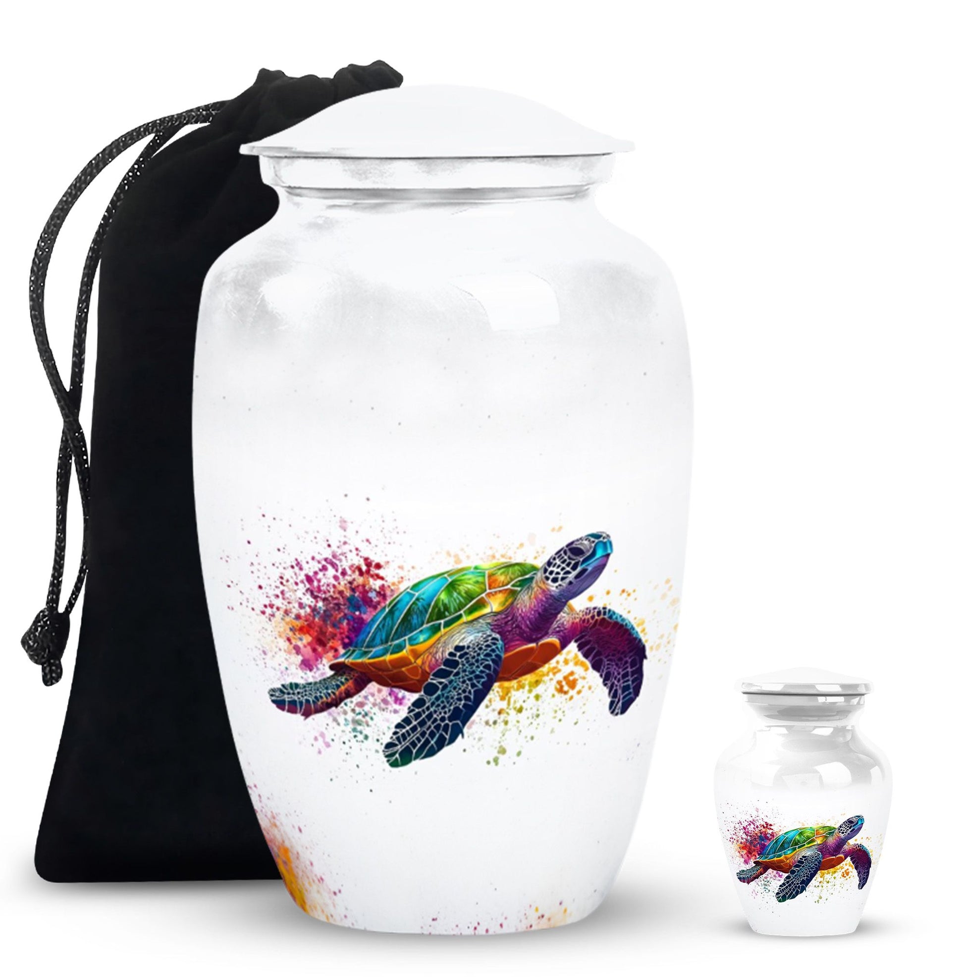 Tortoise Theme Large Urn With 1 Keepsake Urn