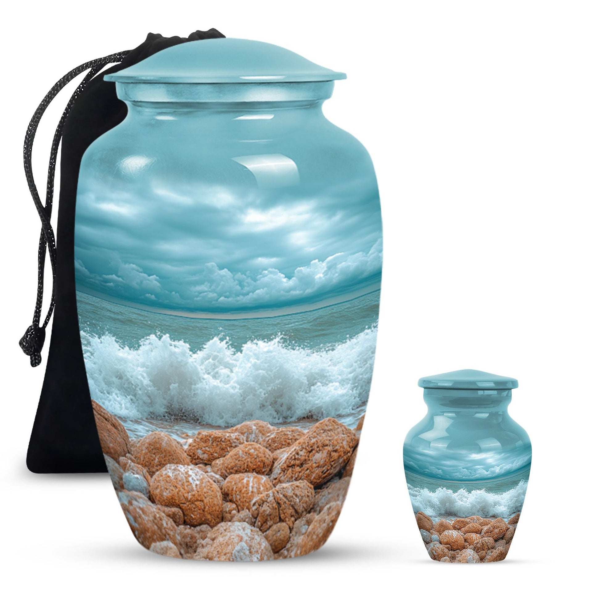 Sea Theme Large Urn With 1 Keepsake Urn