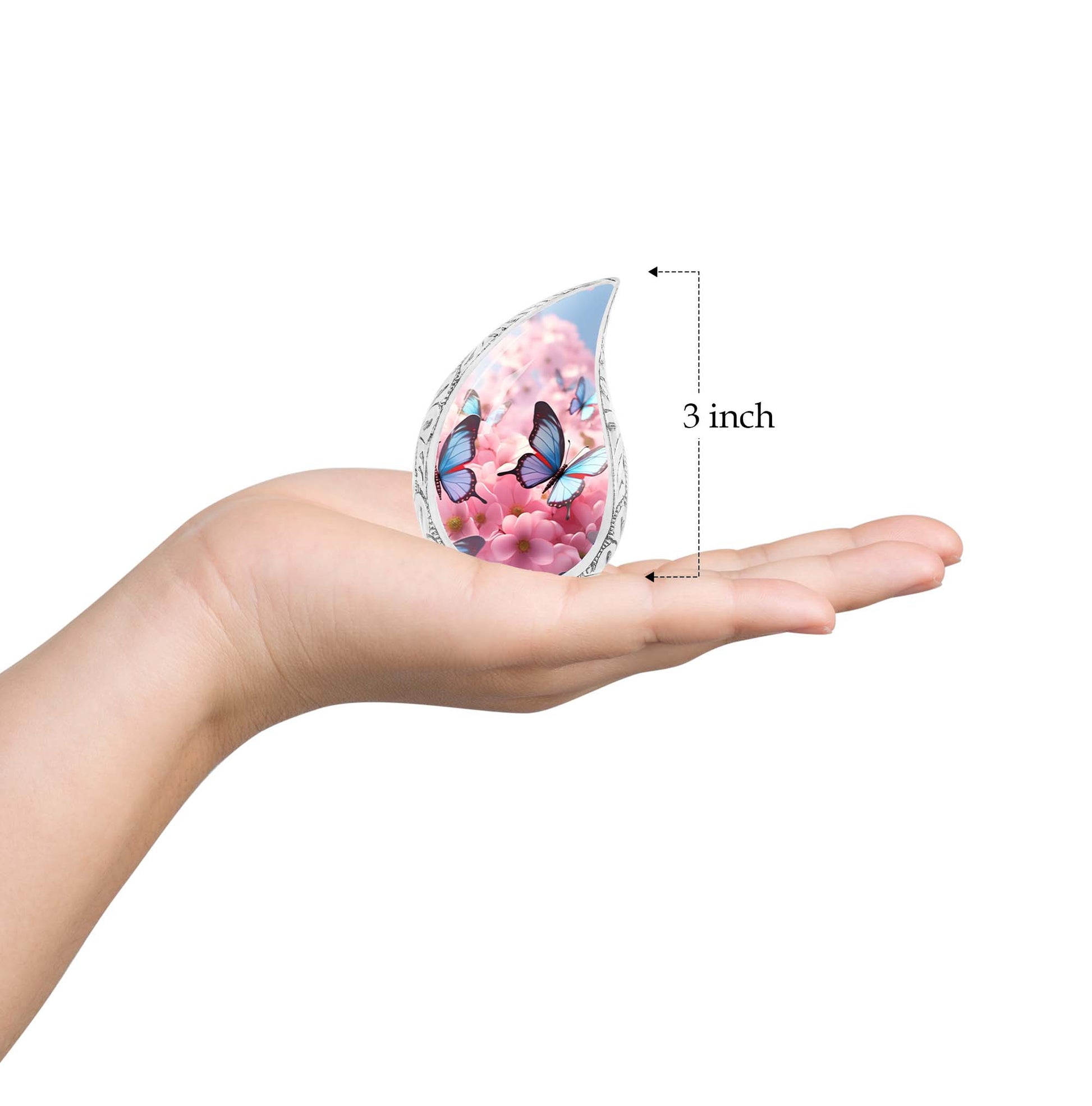 Teardrop Shape Butterfly Urn Keepsake 3 Inch