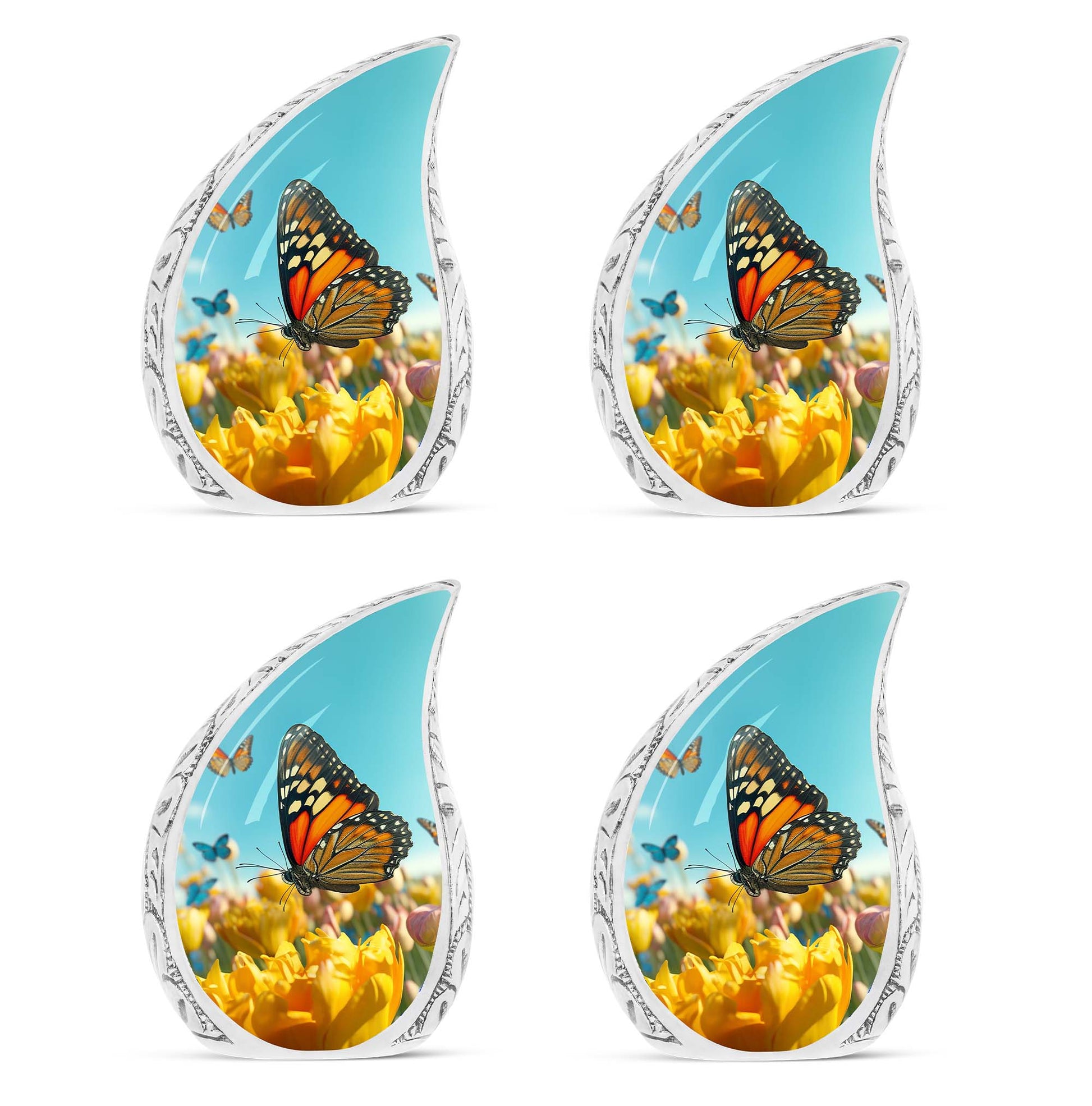 Butterflies Fly In A Meadow Large Teardrop Urn For Ashes