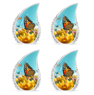 Butterflies Fly In A Meadow Large Teardrop Urn For Ashes